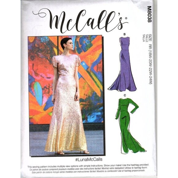 McCall's M8038 Womens 18W to 24W Special Occasion Dress Uncut Sewing Pattern - Picture 1 of 2